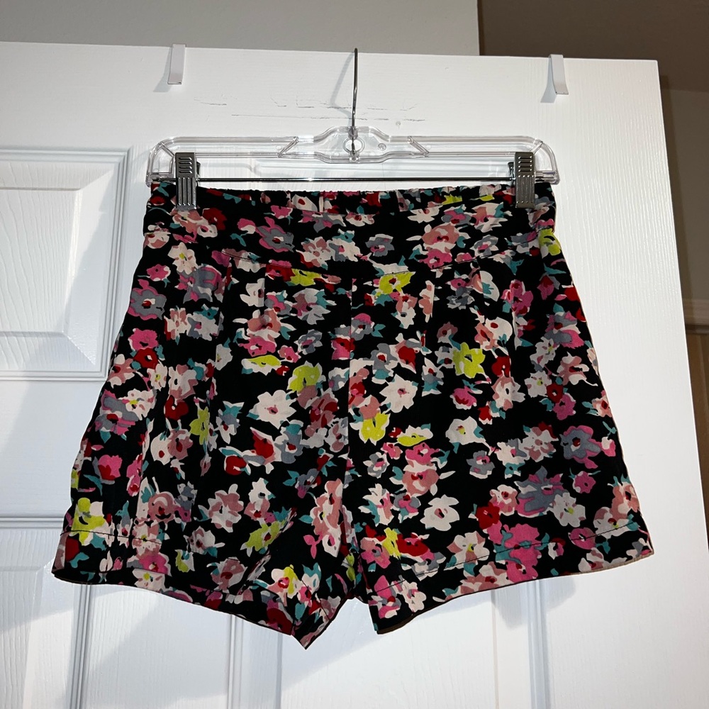 Multicolored Neon Floral Fabric Shorts - Size M 🌸